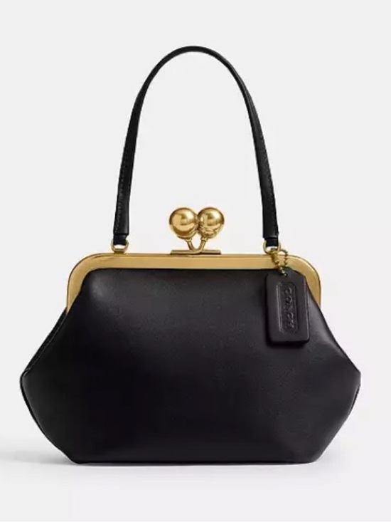 Coach Handbags - Coach Kisslock Frame Shoulder Bag in Black with Gold Hardware